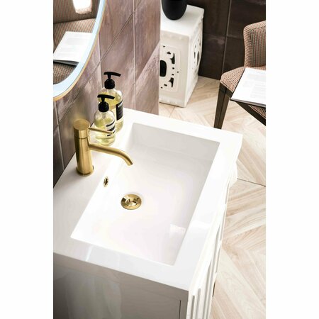 James Martin Vanities Alicante 24in Single Vanity, Glossy White, Radiant Gold w/ White Glossy Composite Stone Top E110V24GWRGDWG